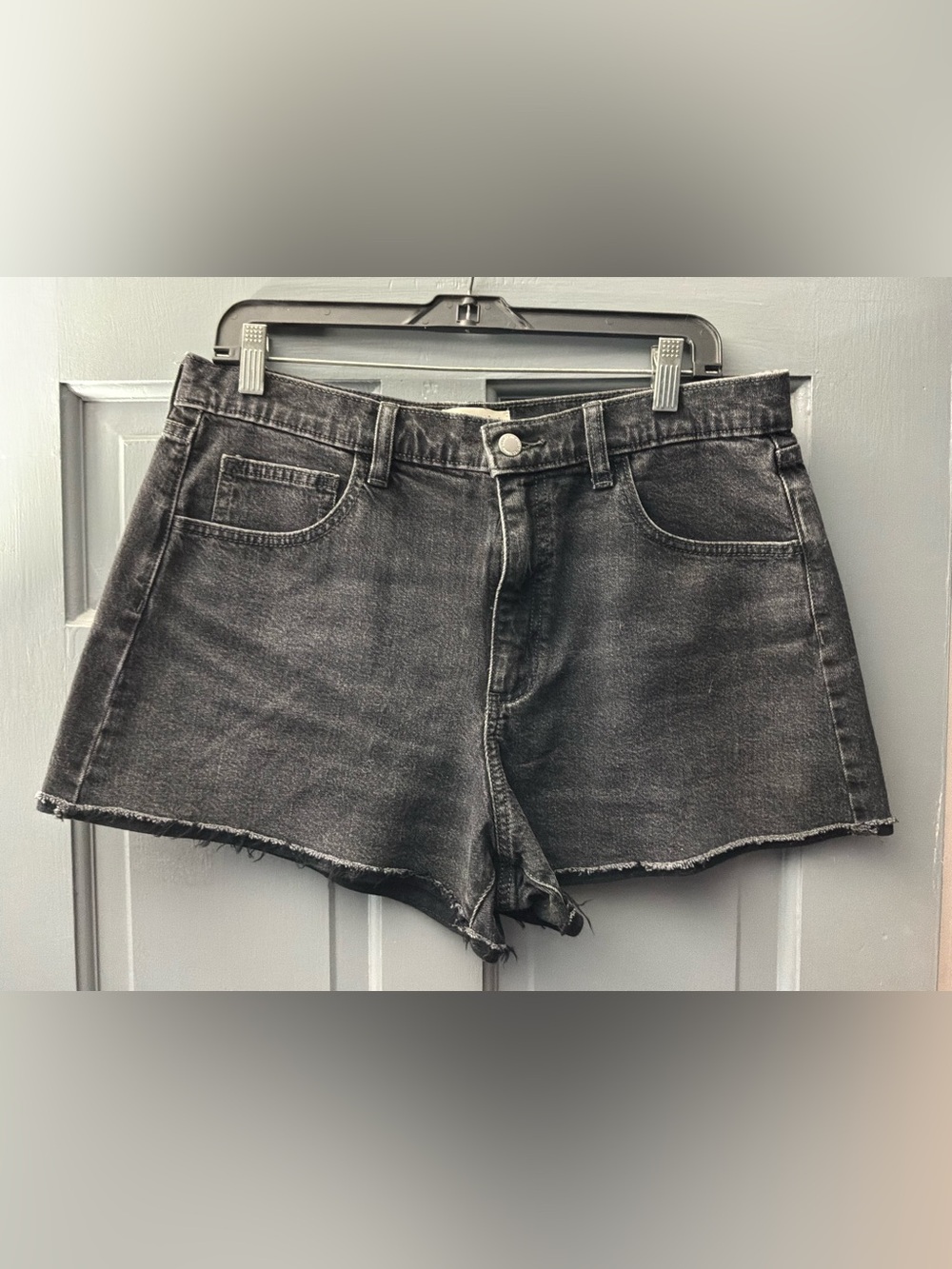 High-Rise Washed Black Denim Women’s Shorts